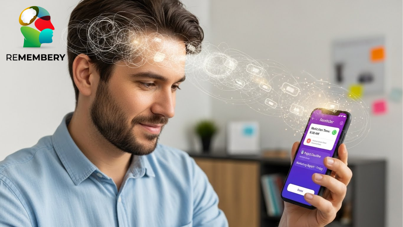 Person using a reminder app to improve focus and manage ADHD tasks