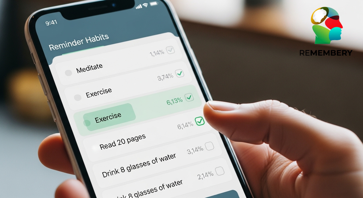 Person using a reminder app for habit tracking and daily productivity on a smartphone